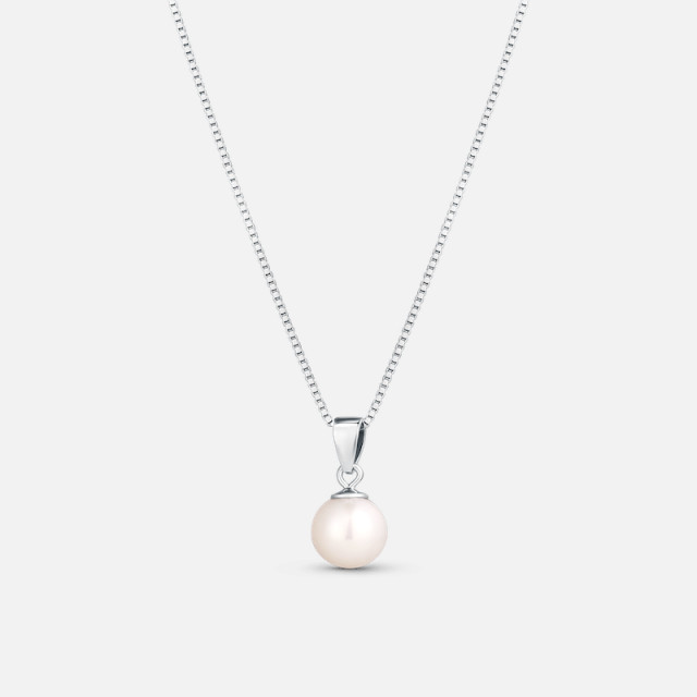 Perlový náhrdelník s kulatou bílou perlou