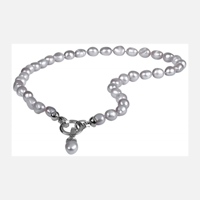 Náhrdelník z šedých perel s přívěskem
