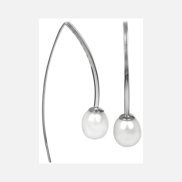 Silver &quot;V&quot; earrings with pearl