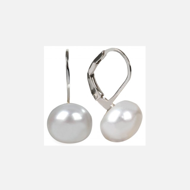 Stříbrné perlové náušnice s bezpečným zapínáním