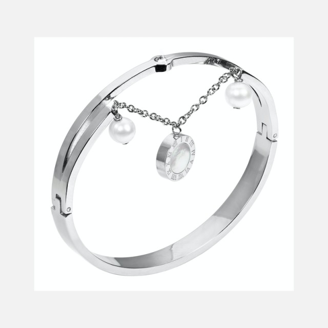 Steel bracelet with pearls