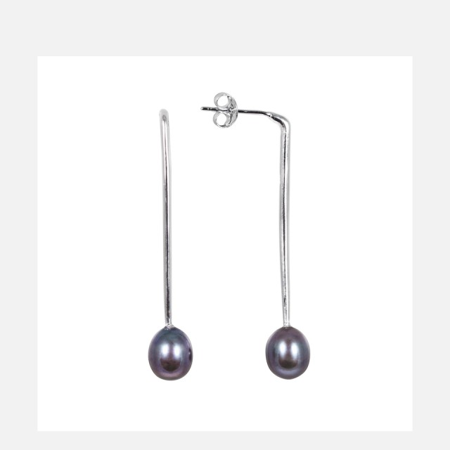 Silver earrings with blue pearl