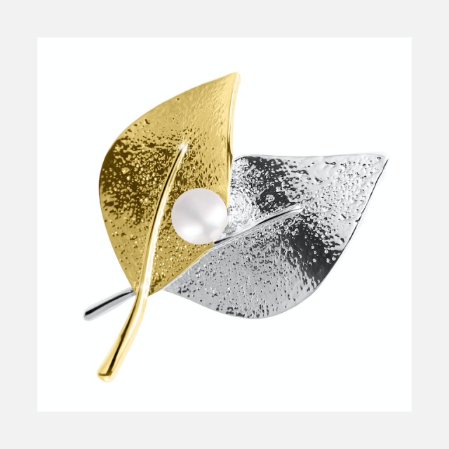 Bicolor brooch leaves 2in1