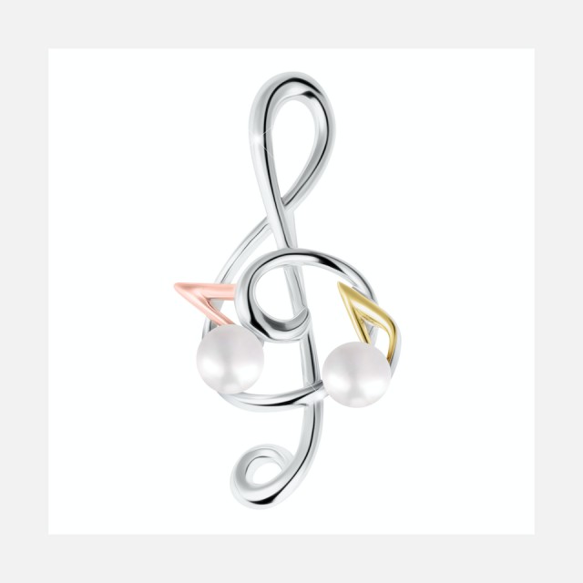 Brooch treble clef with musical notes