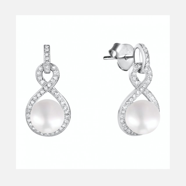 Pearl earrings with cubic zirconia