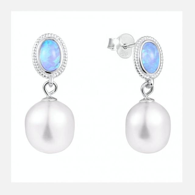 Náušnice s opálem a barokní perlou