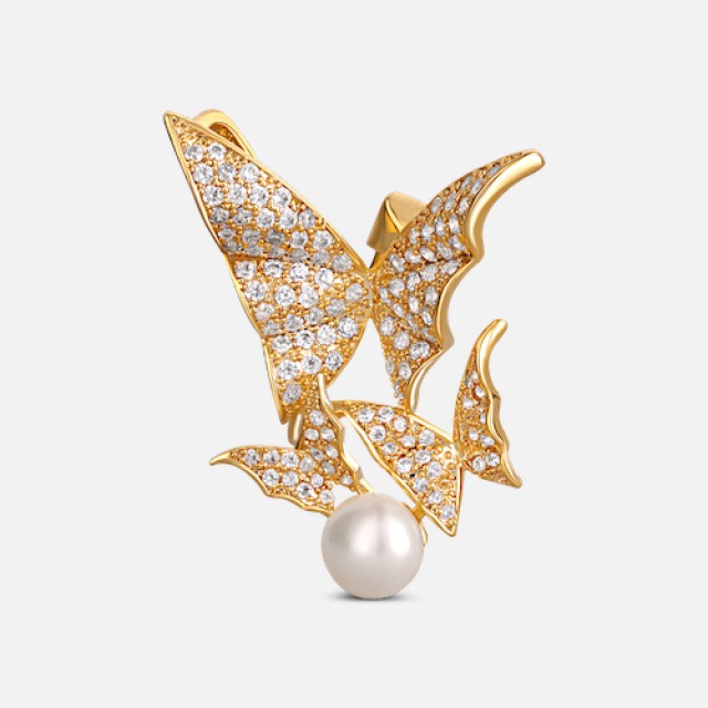 Zlacená perlová brož motýlci 2v1