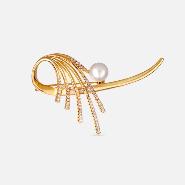 Elegantní zlacená perlová brož