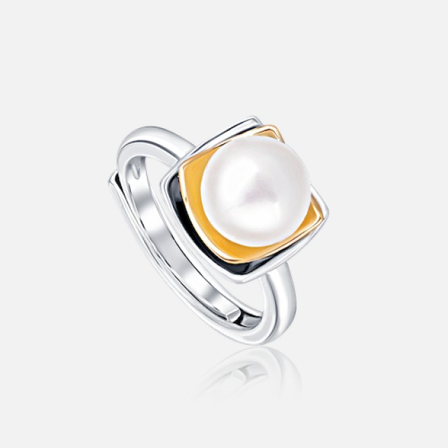 Perlový prsten bicolor