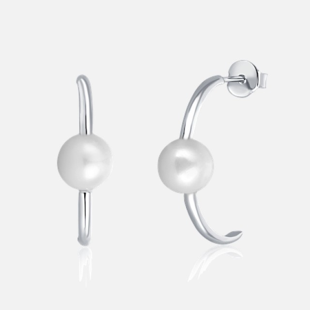 semicircle pearl earrings