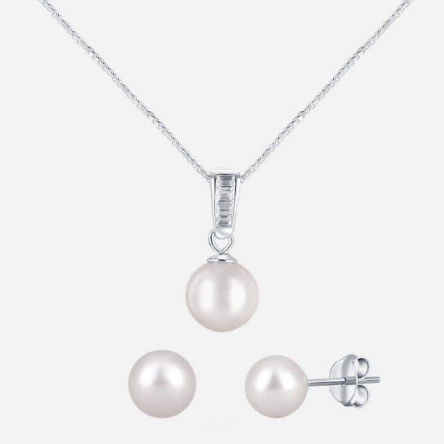 Set náhrdelníku a náušnic z mořských perel Akoya