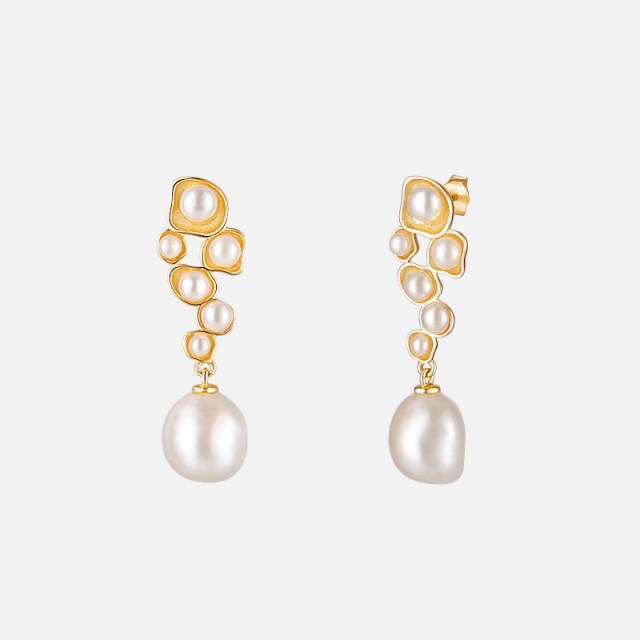 Nádherné zlacené perlové náušnice