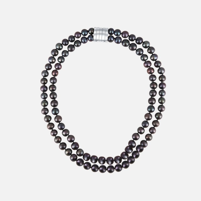 Dvouřadý náhrdelník z černých perel