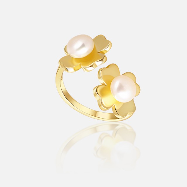 Pozlacený perlový prsten