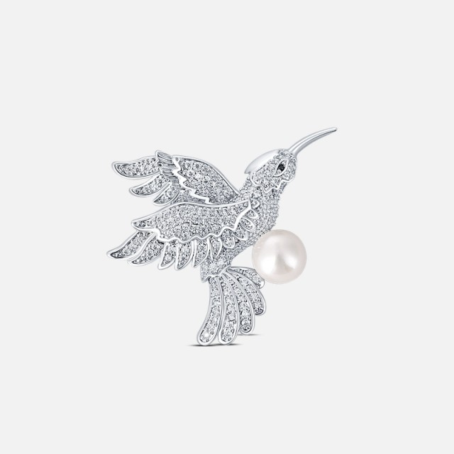 Perlová brož kolibřík