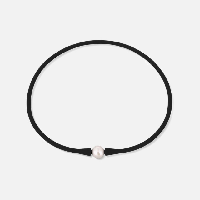 Silikonový náhrdelník s perlou černý